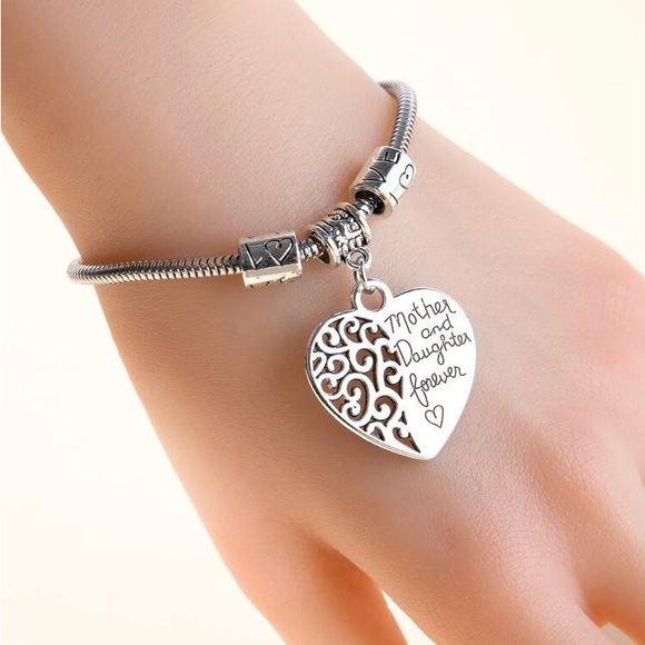 Mother & Daughter Heart Charm Bracelet, Perfect Mother’s Day Gift - Picture 2 of 6